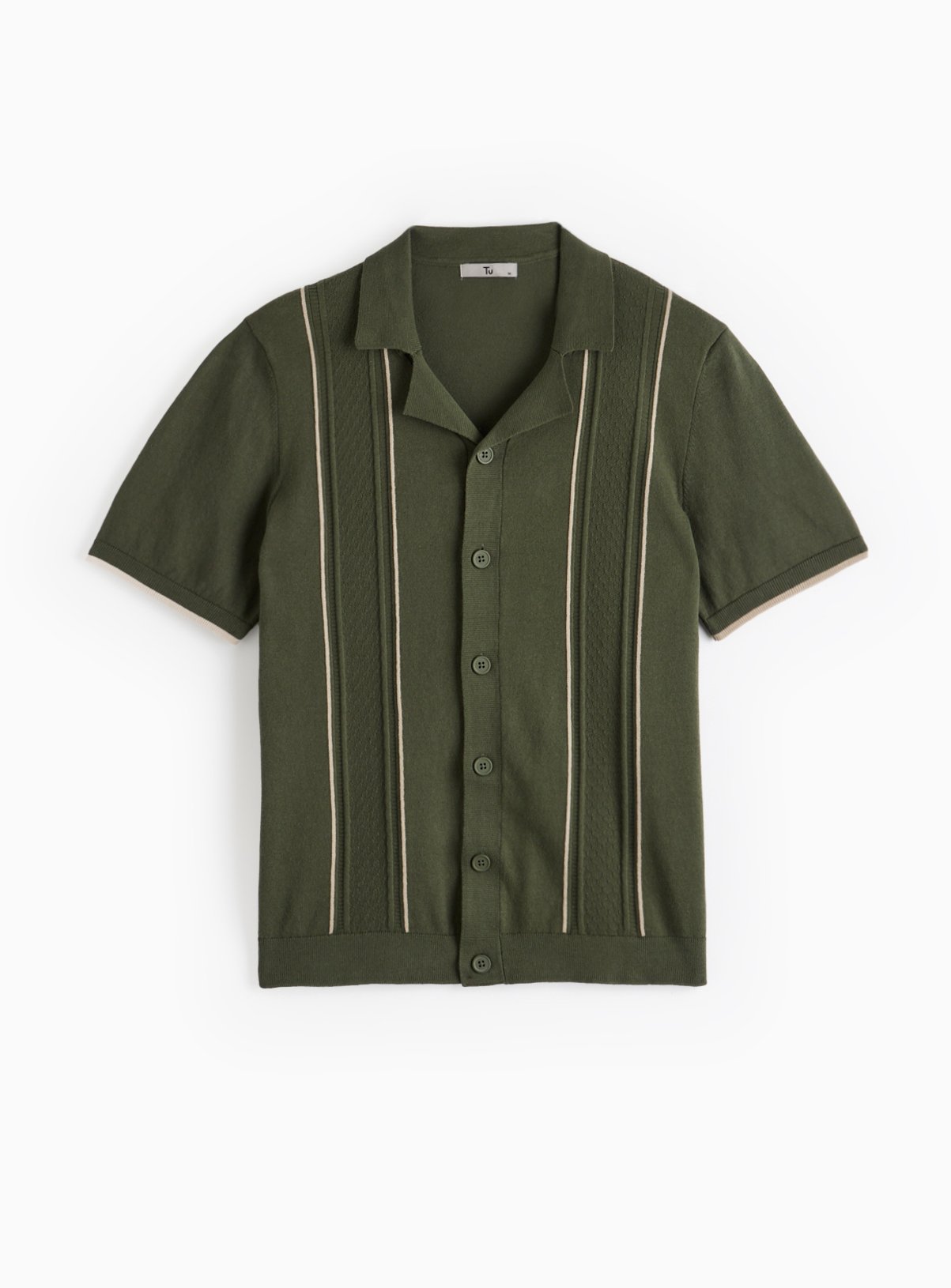 Green Crochet Stripe Button-Through Shirt XL - Image 2 thumbnail