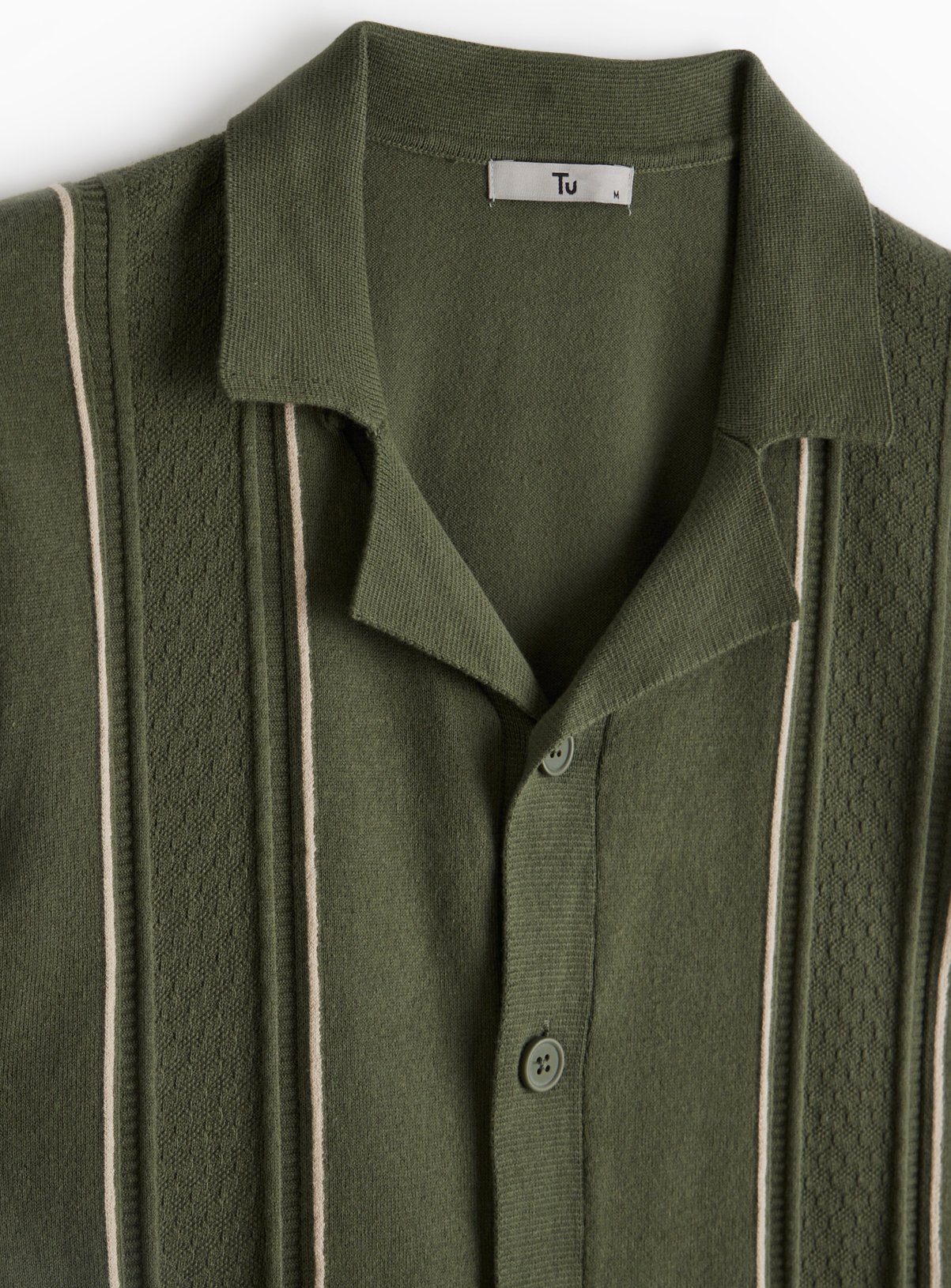 Green Crochet Stripe Button-Through Shirt XL - Image 3 thumbnail