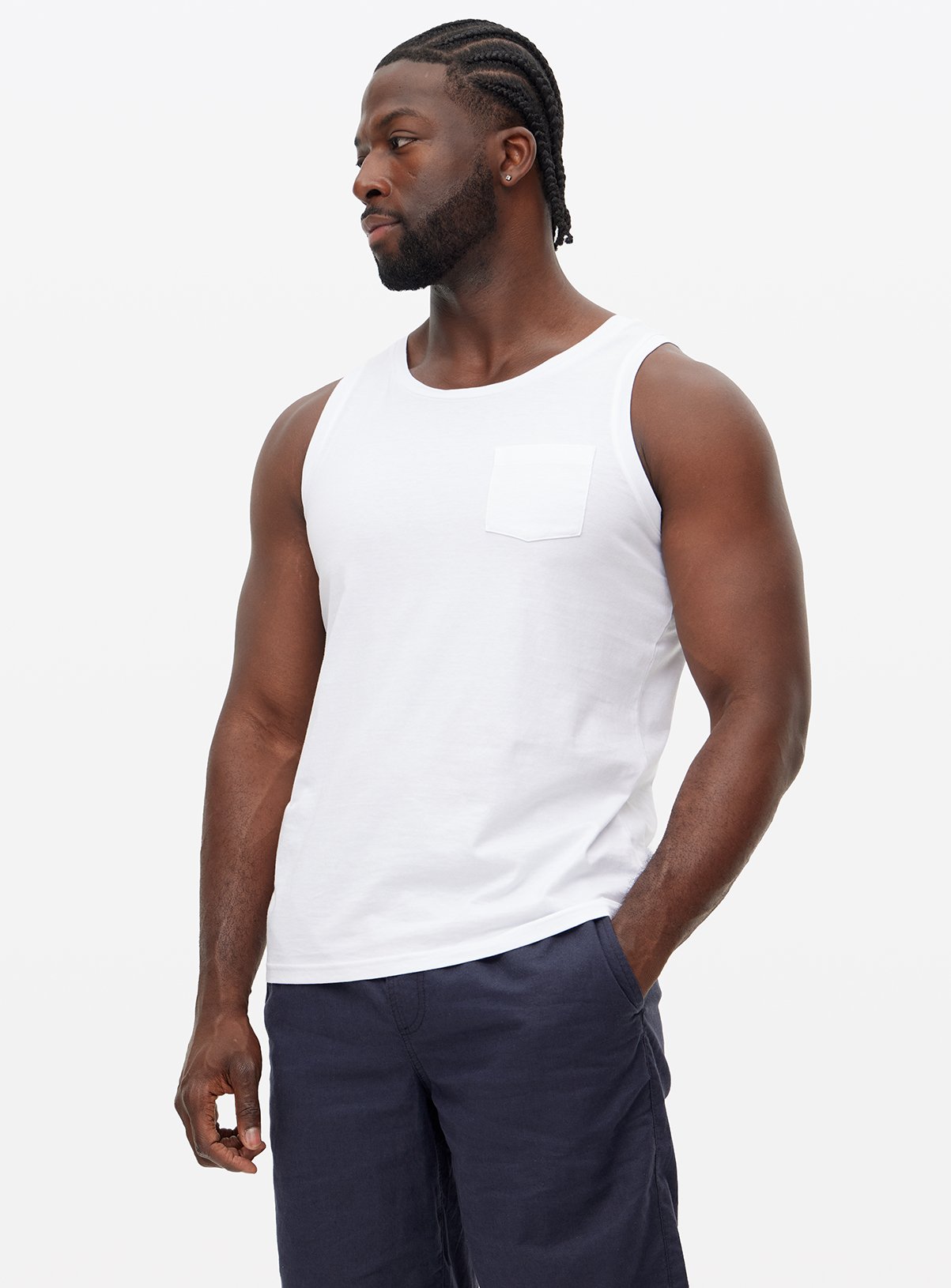 Men's White Regular Fit Vest