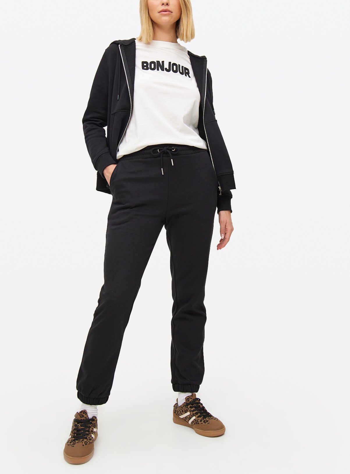 Black Cotton Blend Cuffed Tapered Joggers XL - Image 1 thumbnail