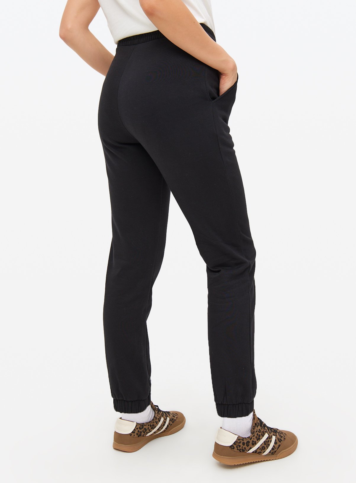Black Cotton Blend Cuffed Tapered Joggers XS - Image 4 thumbnail