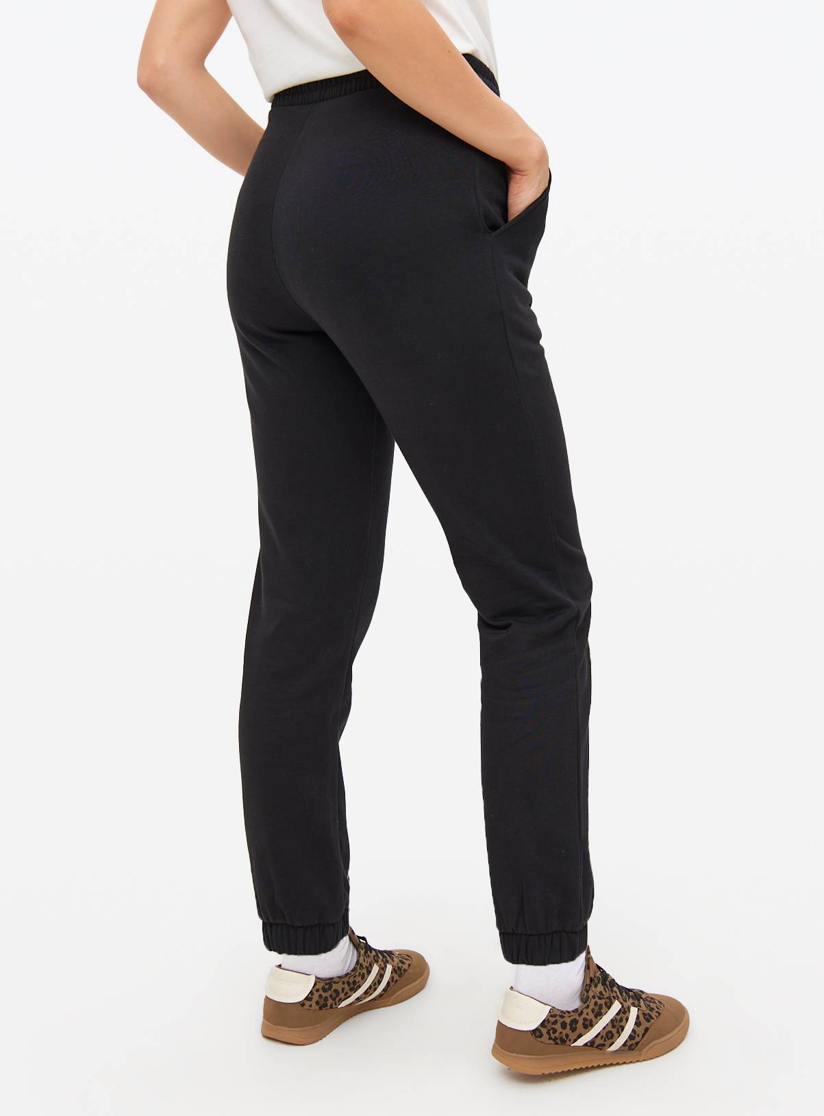 Black Cotton Blend Cuffed Tapered Joggers XS - Image 4