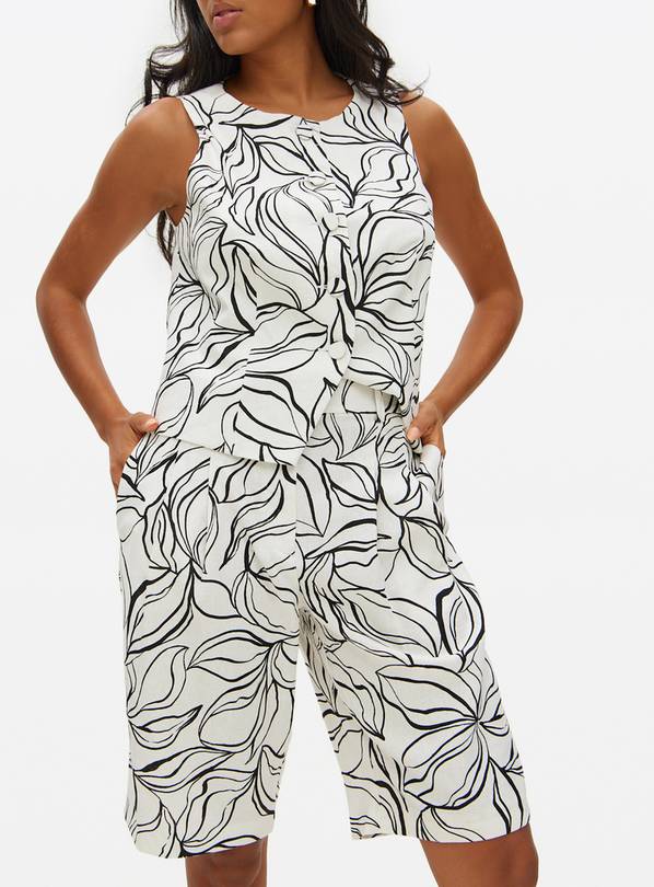Mono Print Linen Blend Co-ord Bermuda Shorts 18