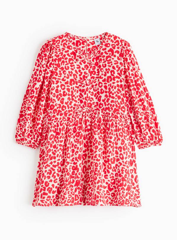 Red Leopard Print Bow Detail Dress 7 years