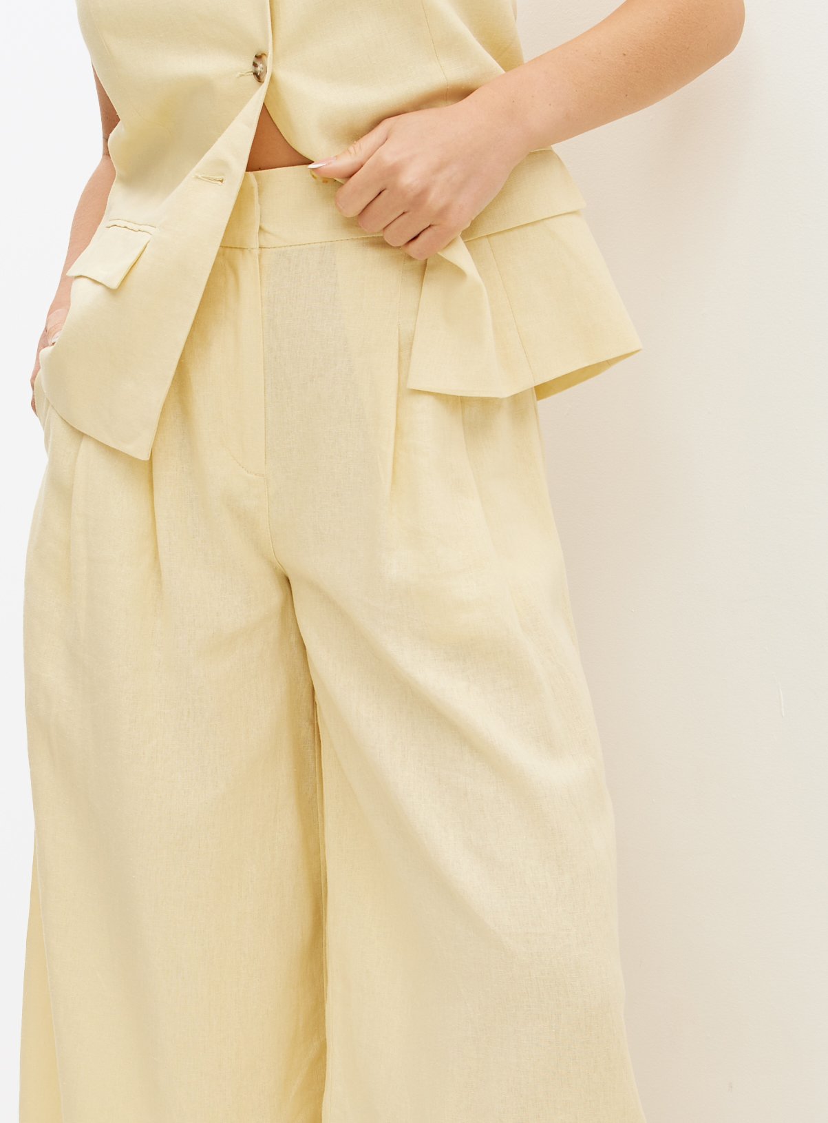 Cream Linen Blend Co-ord Culottes 18 - Image 3 thumbnail