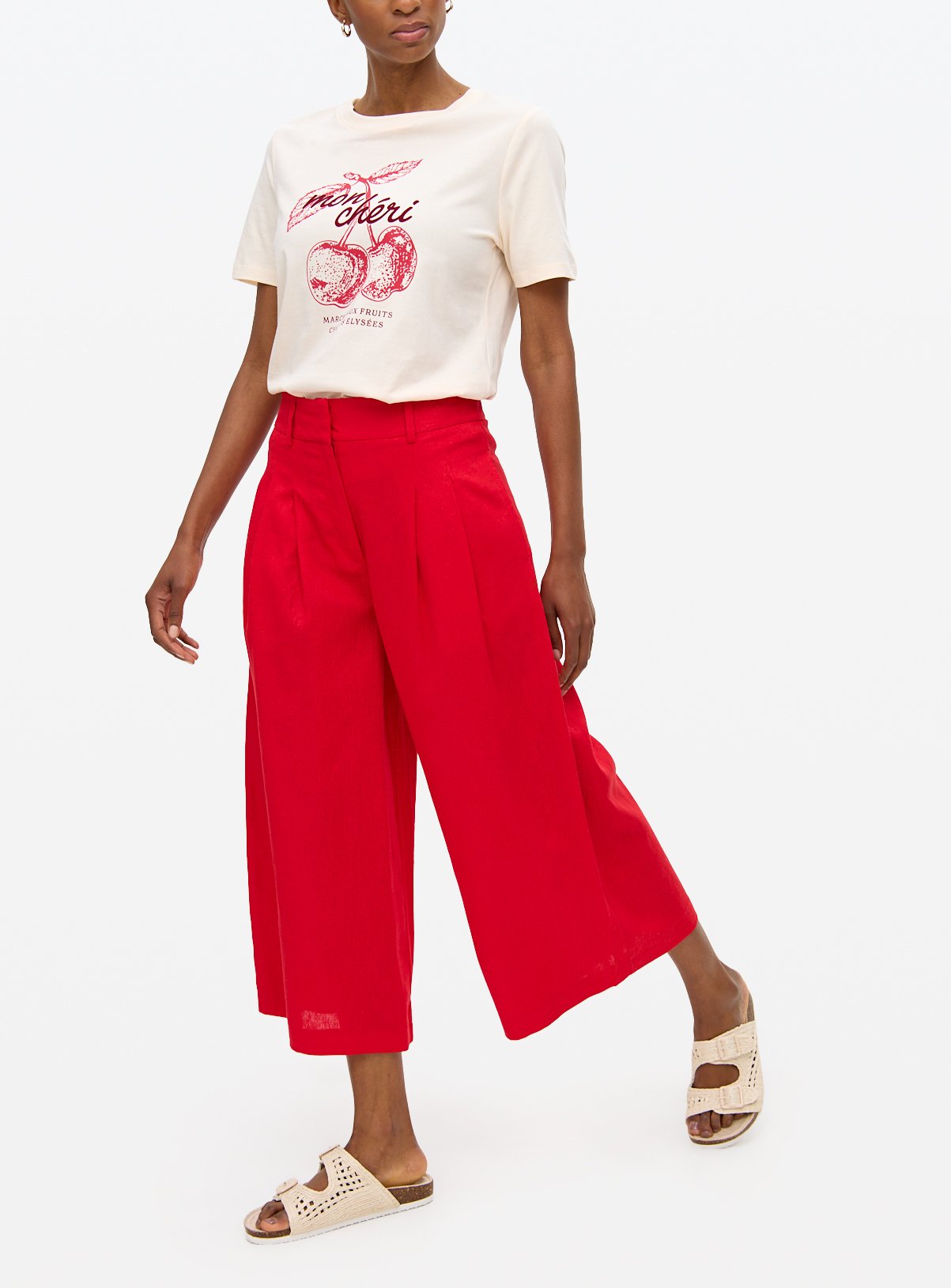 Red Linen Blend Co-ord Culottes 8 - Image 2 thumbnail