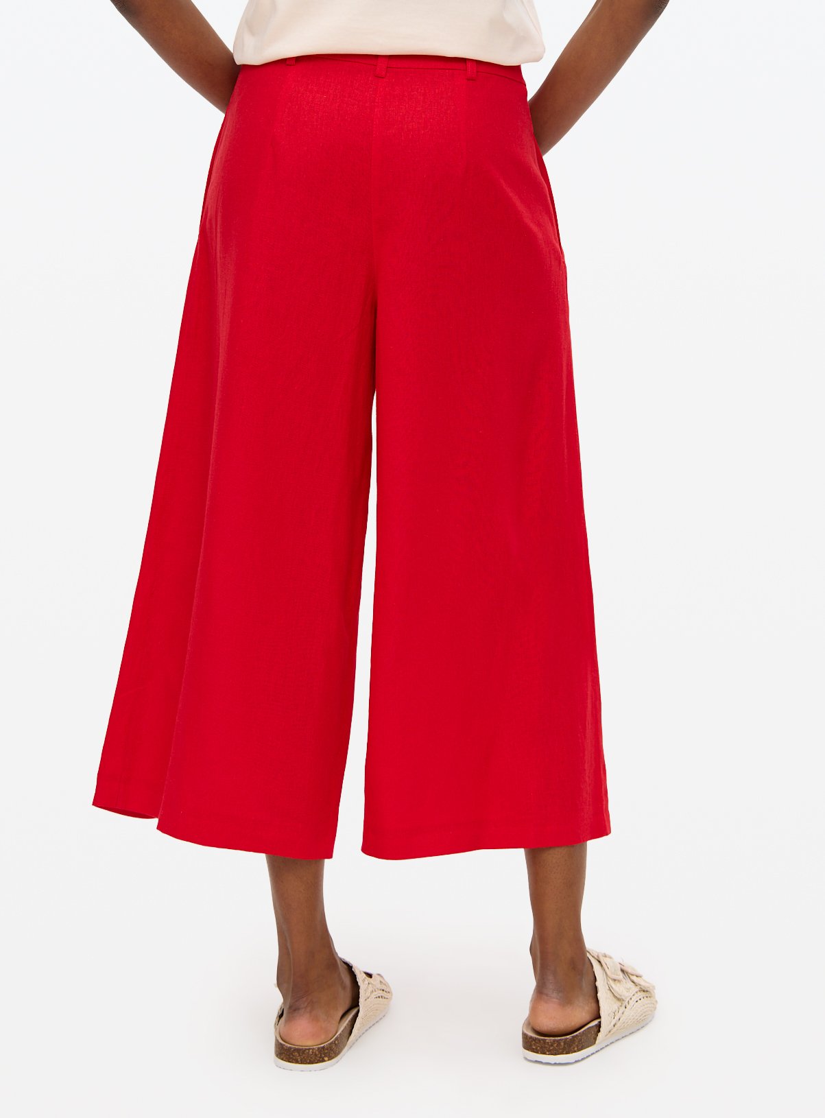 Red Linen Blend Co-ord Culottes 8 - Image 4 thumbnail