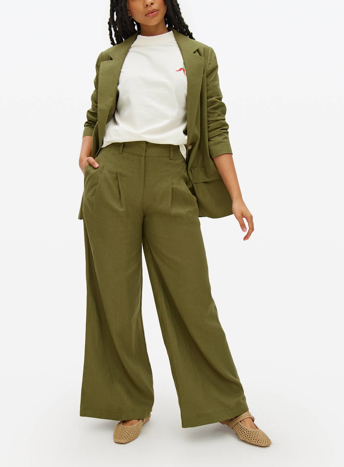 Linen Ultra Wide Co-ord Trousers 10S - Image 1