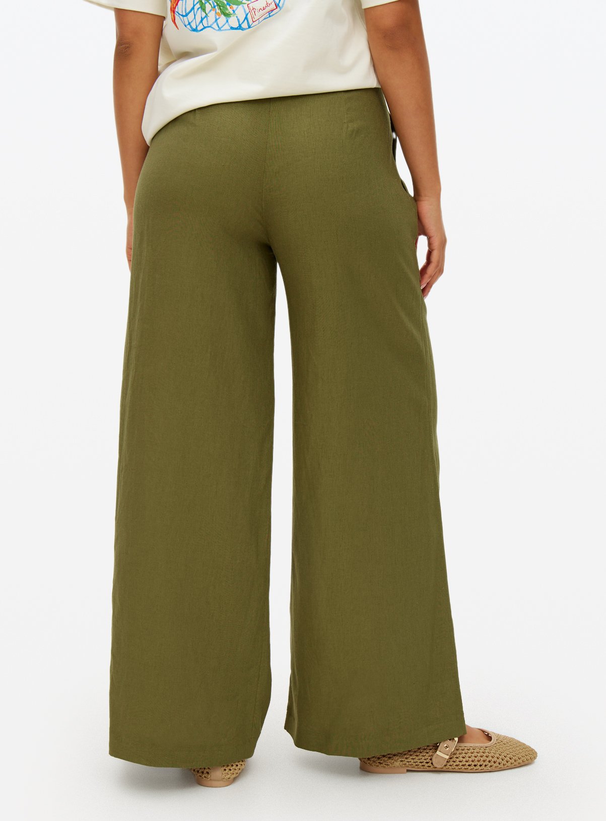 Linen Ultra Wide Co-ord Trousers 10S - Image 4 thumbnail