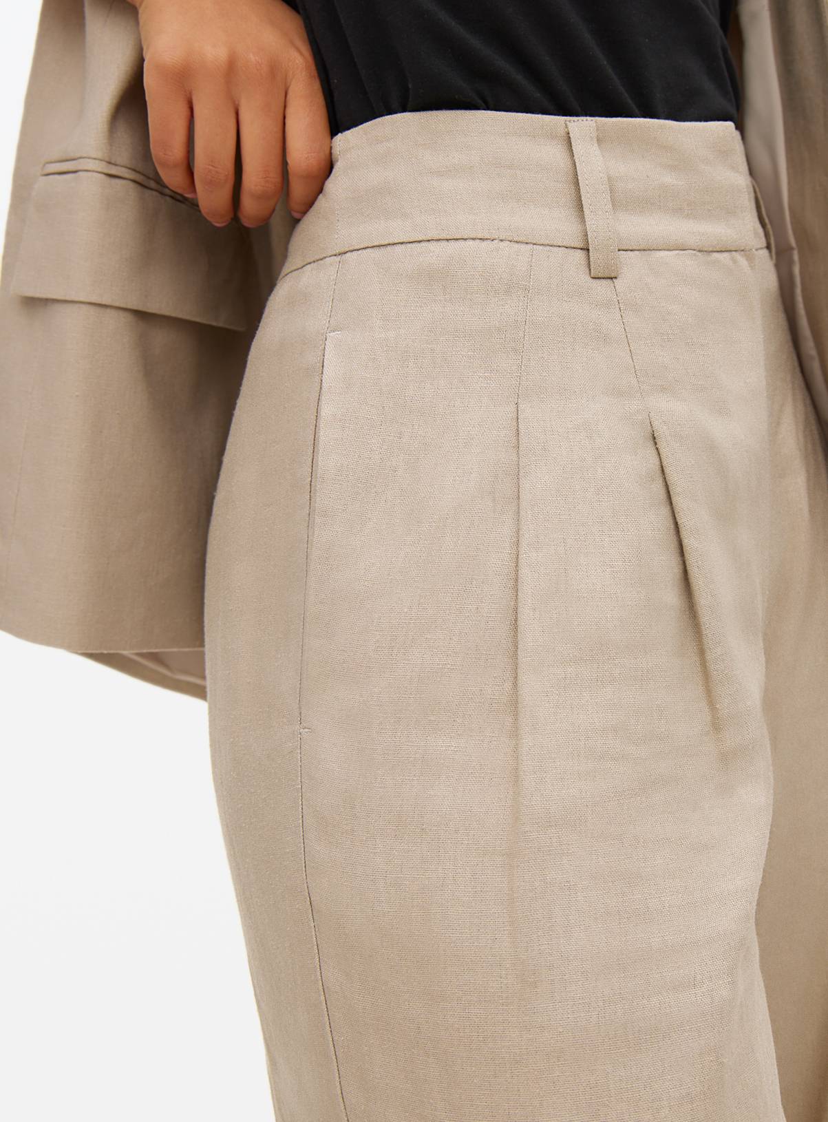Stone Linen Ultra Wide Co-ord Trousers 14R - Image 3