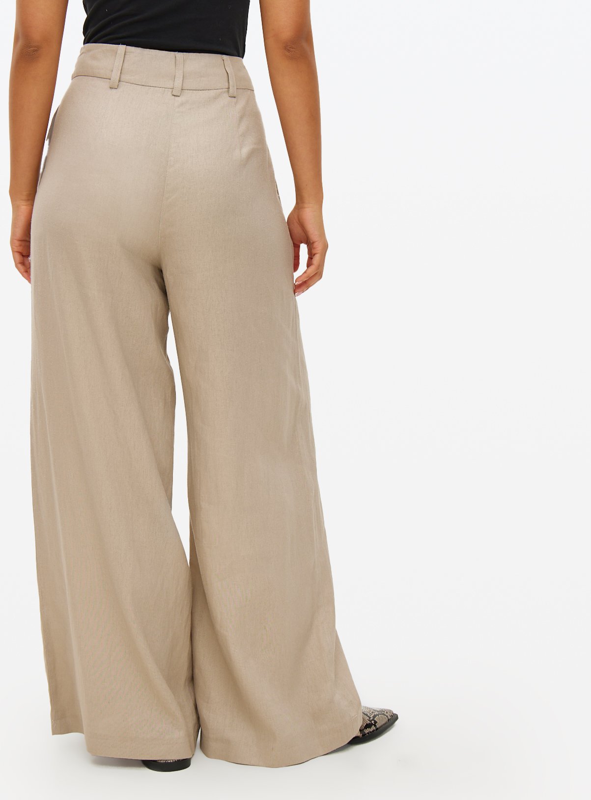 Stone Linen Ultra Wide Co-ord Trousers 14R - Image 4 thumbnail