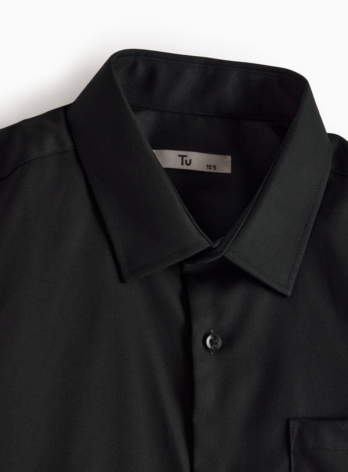 Black Regular Fit Cotton Twill Long Sleeve Shirt 16.5 - Image 4 thumbnail
