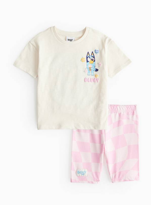 Bluey Print T-Shirt & Pink Cycling Shorts Set 1-2 years