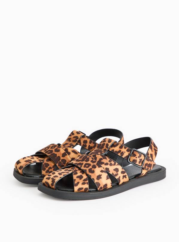 Brown Leopard Print Fisherman Sandals  4