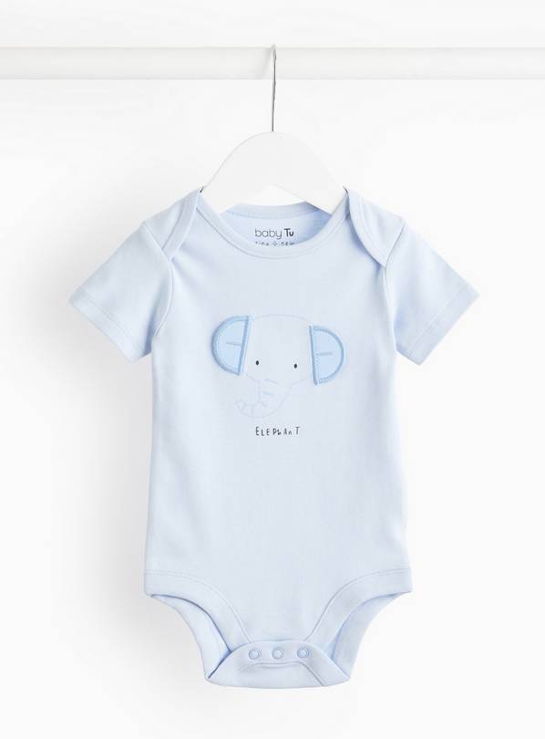 Blue Elephant Print Bodysuit  3-6 months