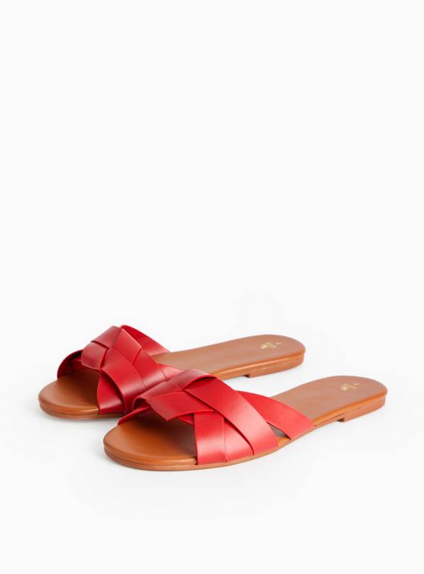 Red Twist Strap Mule Sandals  3