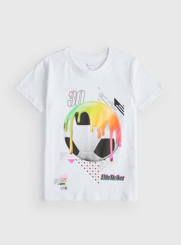 White Graphic Football T-Shirt  8 years