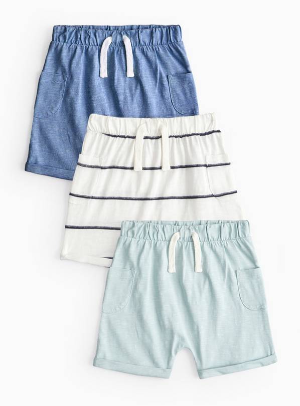 Blue Stripe Jersey Shorts 3 Pack 12-18 months