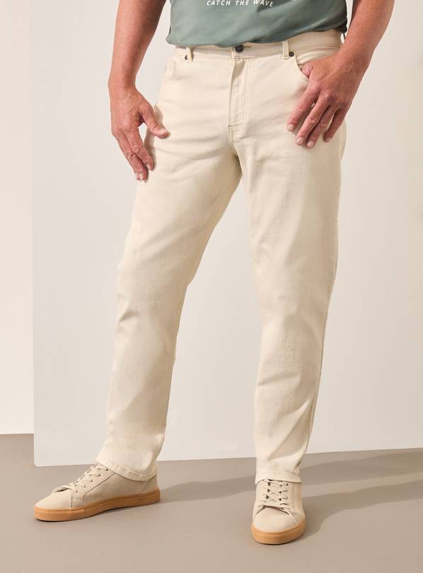 UNION WORKS Ecru Straight Leg Denim Jeans 40S