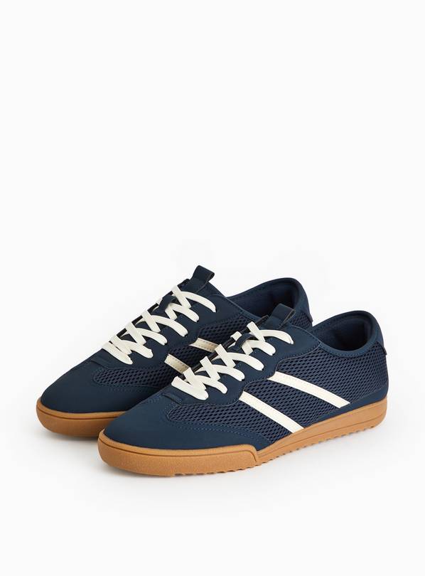 Navy Mesh Retro Style Trainers  10