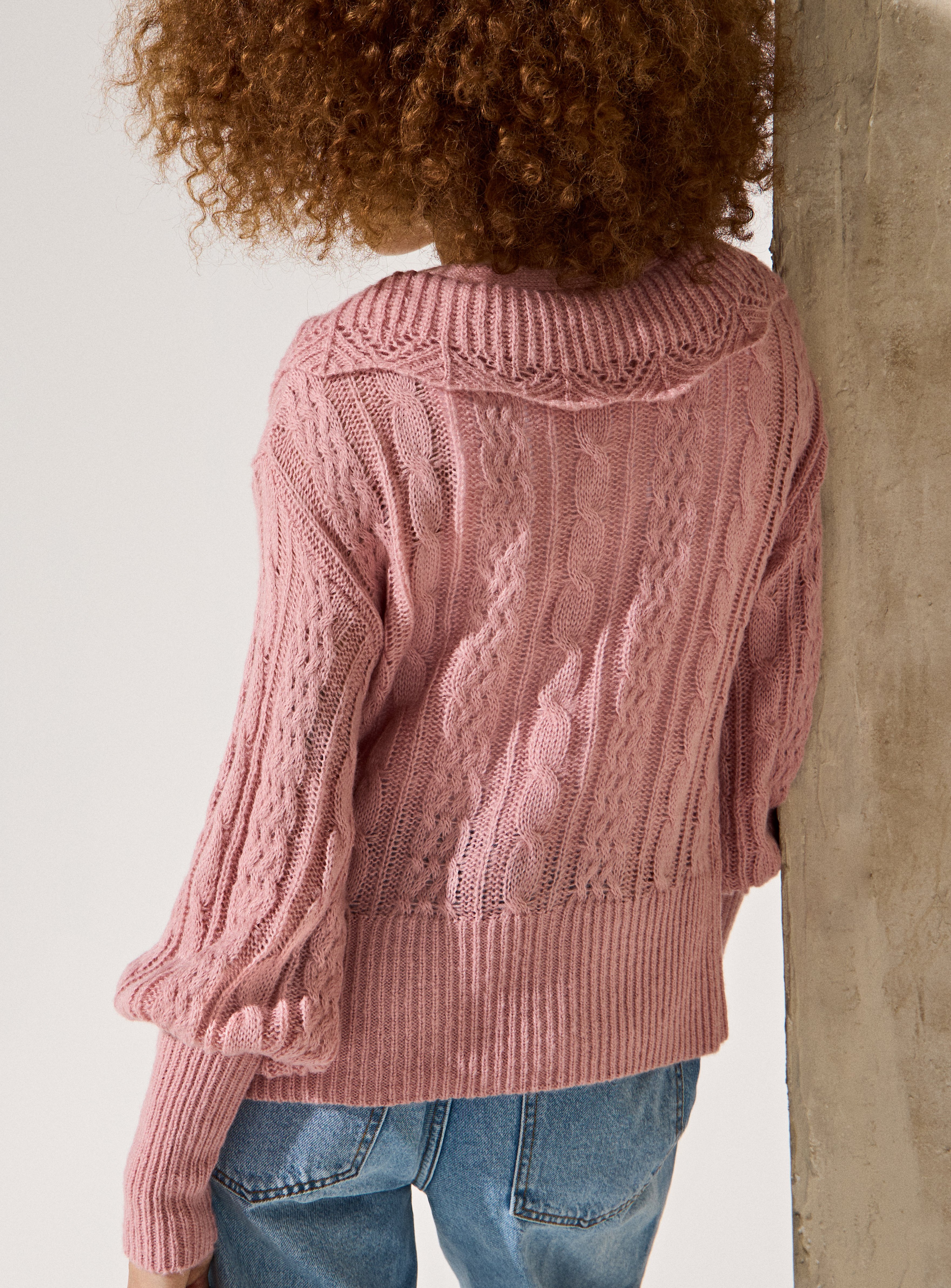 EVERBELLE Pink Tie Collared Knit Cardigan M - Image 4 thumbnail
