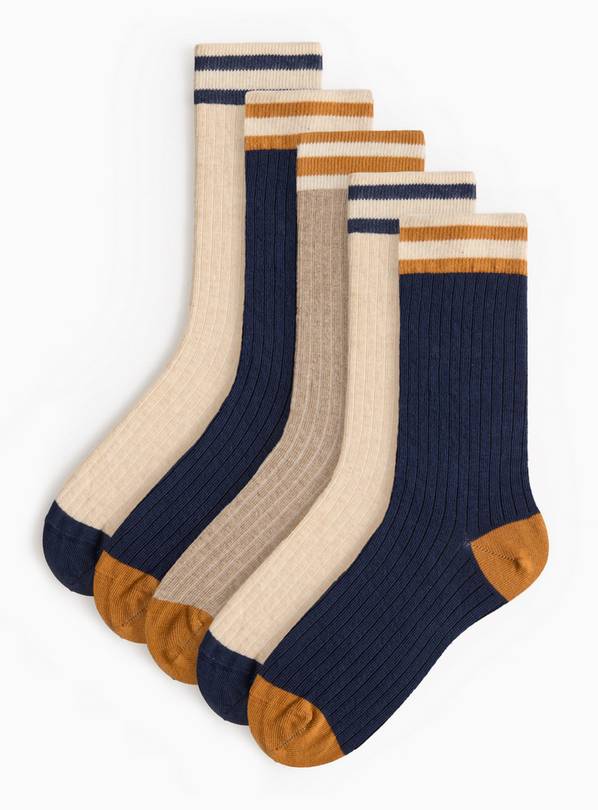 Coastal Ribbed Ankle Socks 5 Pack 9-12