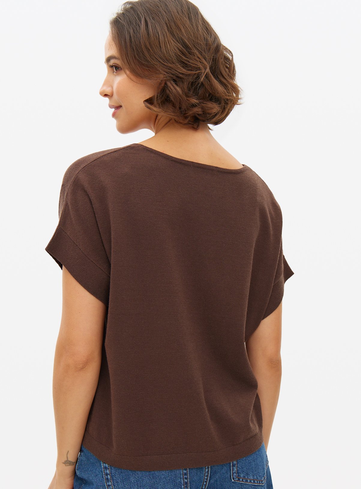 Brown Soft Touch V Neck T-Shirt 24 - Image 4 thumbnail