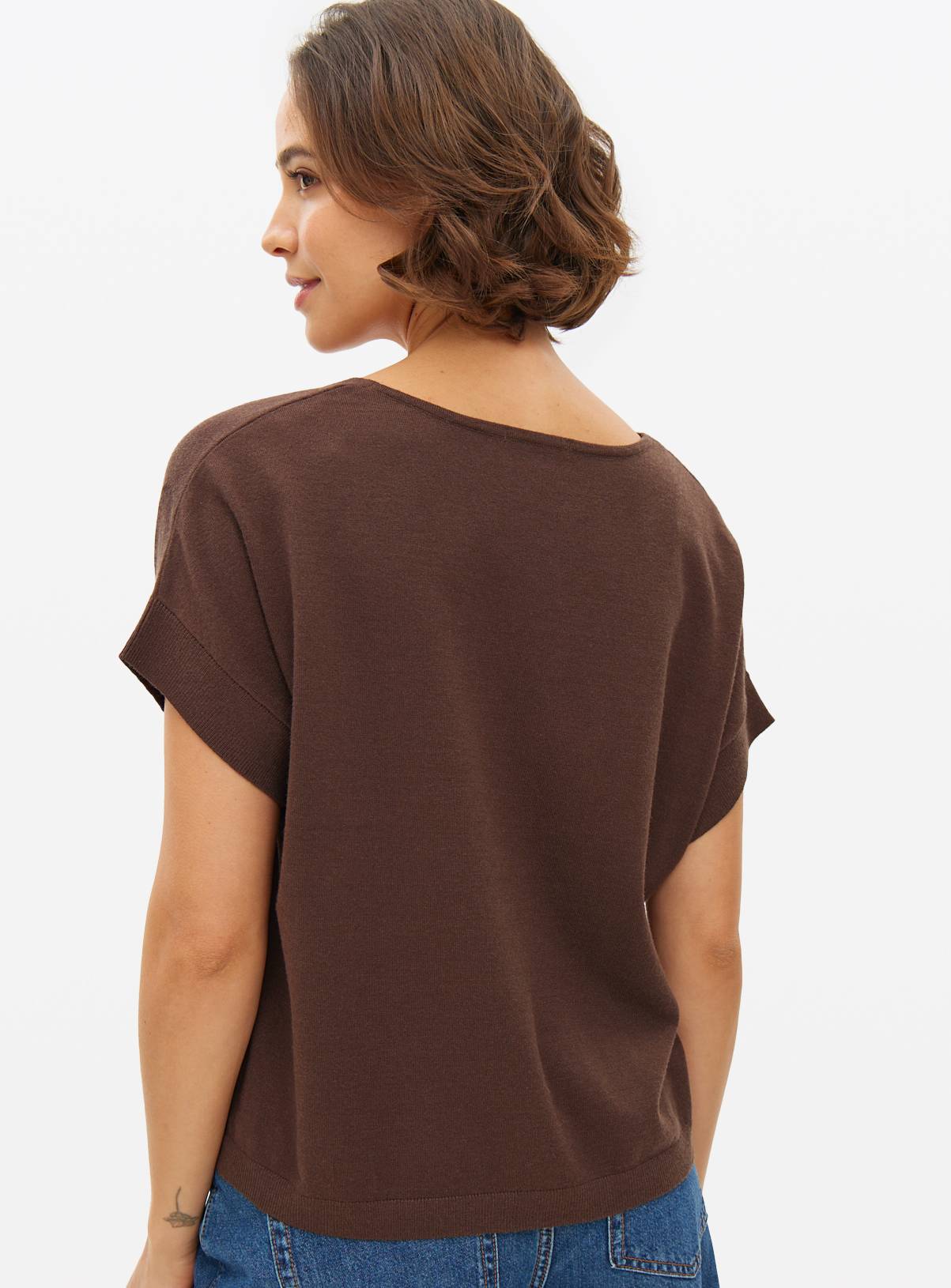 Brown Soft Touch V Neck T-Shirt 24 - Image 4