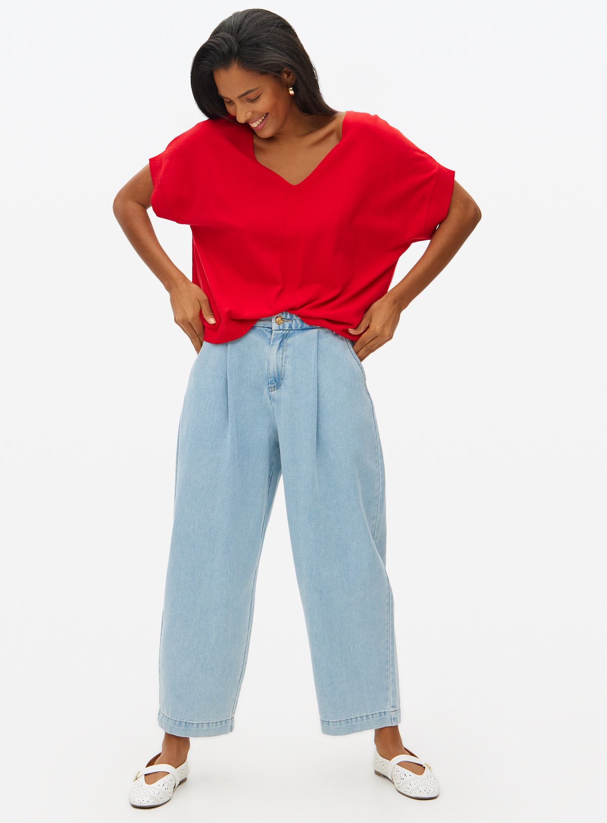 Red Soft Touch V Neck T-Shirt 16 - Image 2 thumbnail