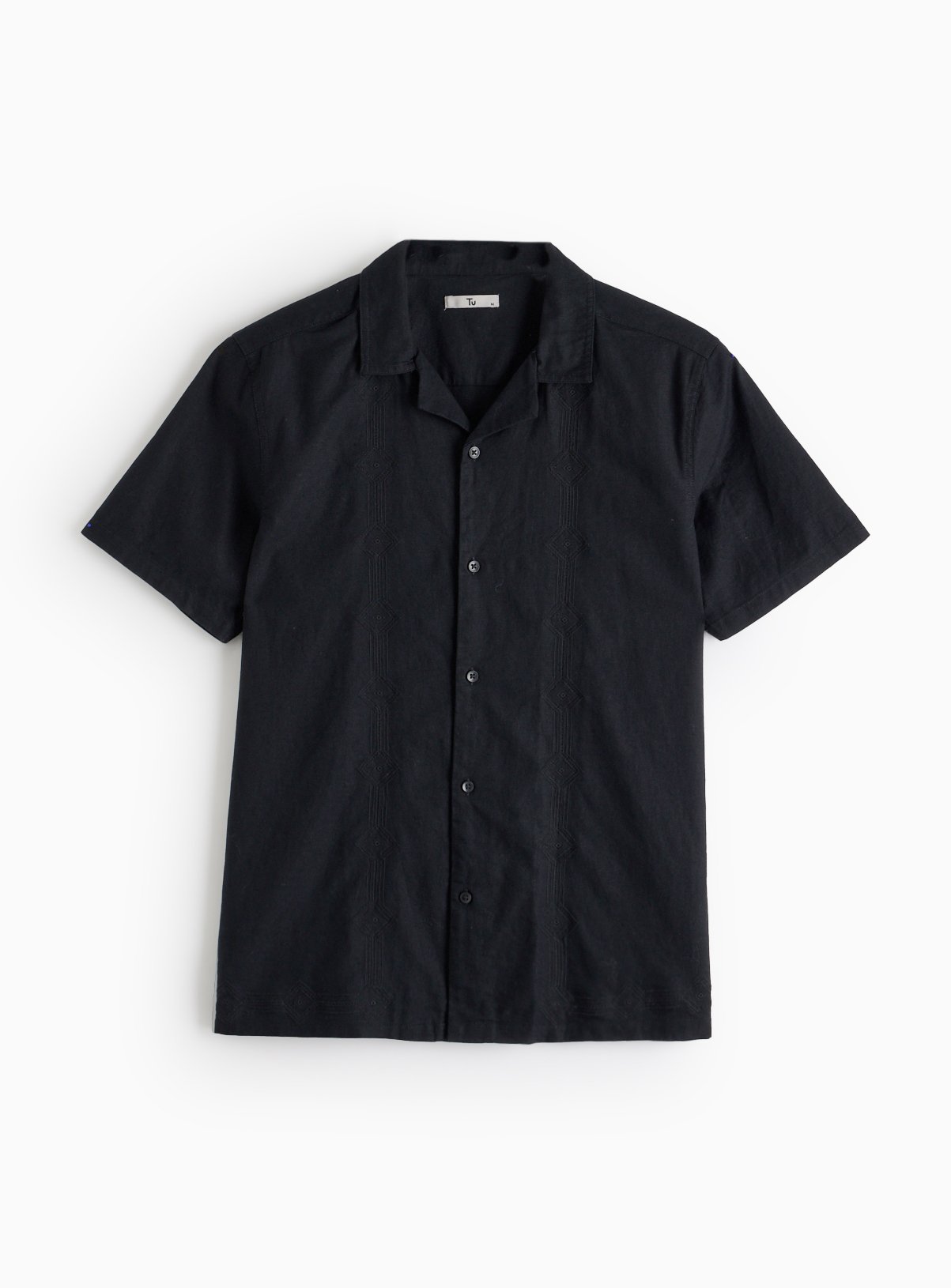 Black Linen Border Embroidered Shirt XXL - Image 3 thumbnail