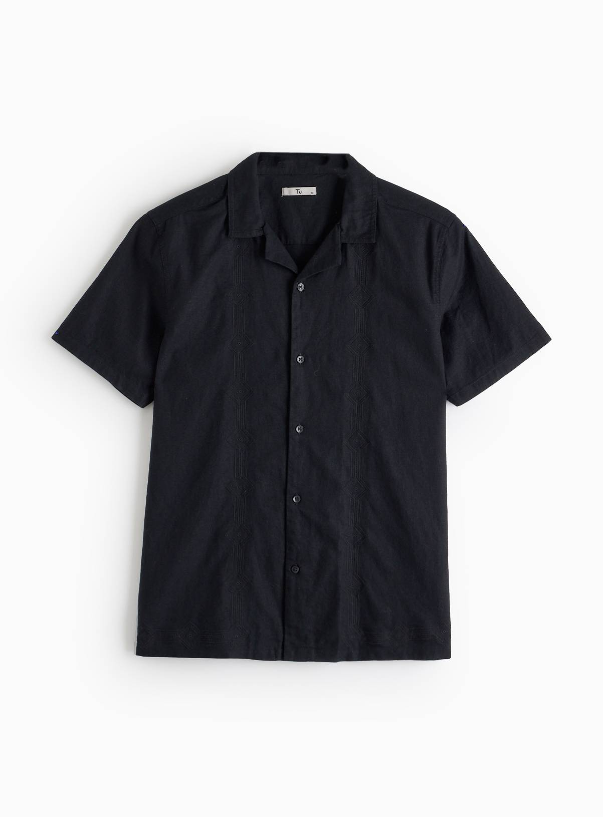 Black Linen Border Embroidered Shirt XXL - Image 3