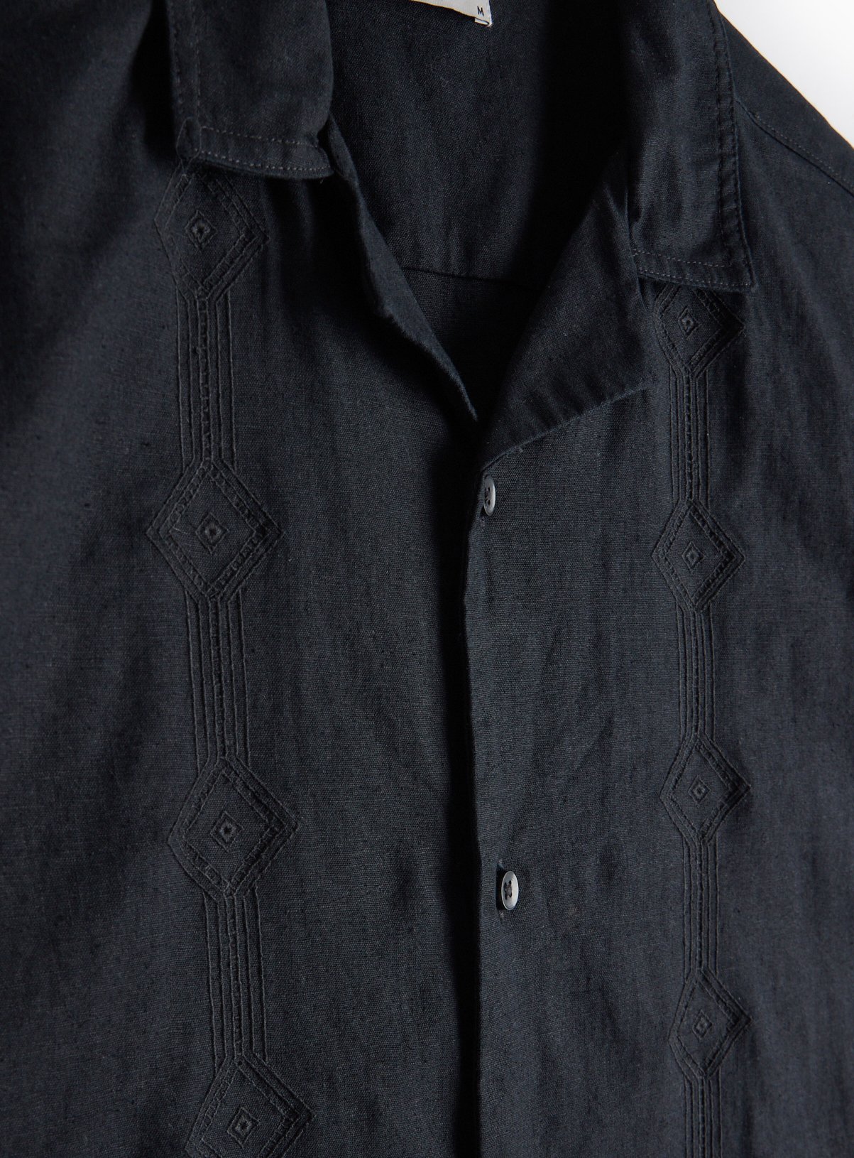 Black Linen Border Embroidered Shirt XXL - Image 4 thumbnail
