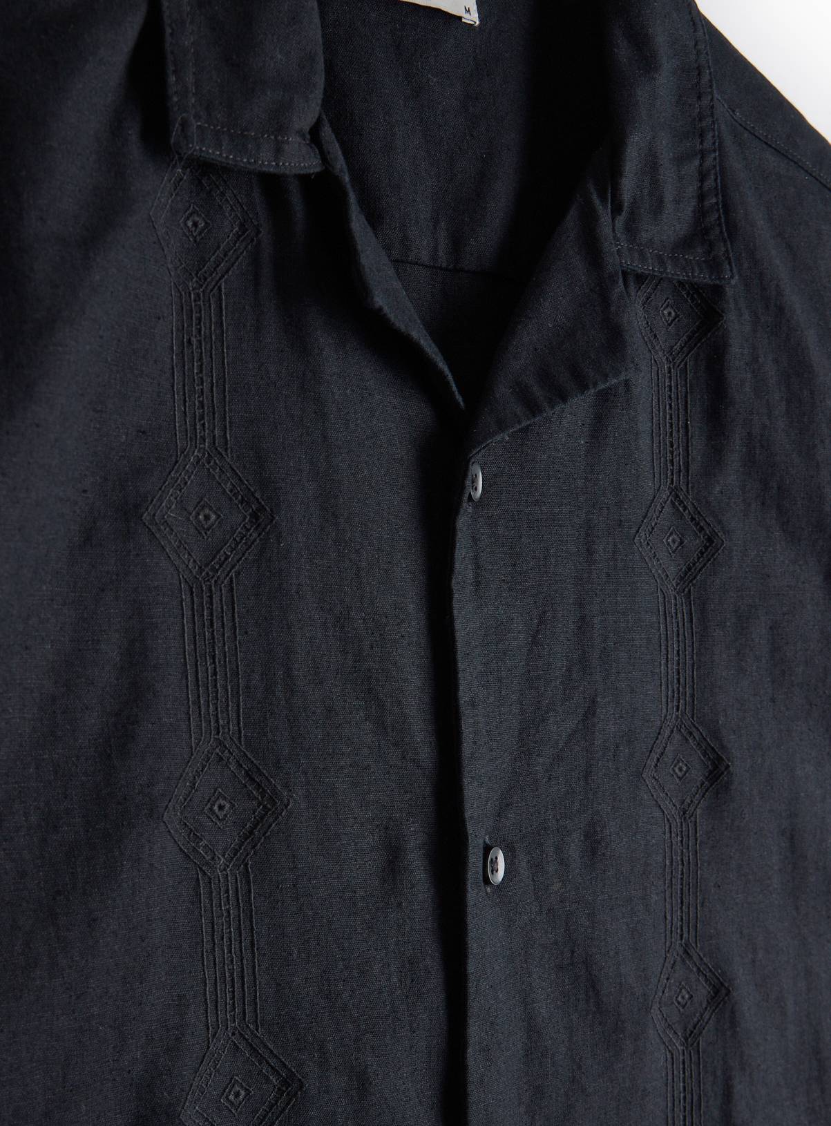 Black Linen Border Embroidered Shirt XXL - Image 4