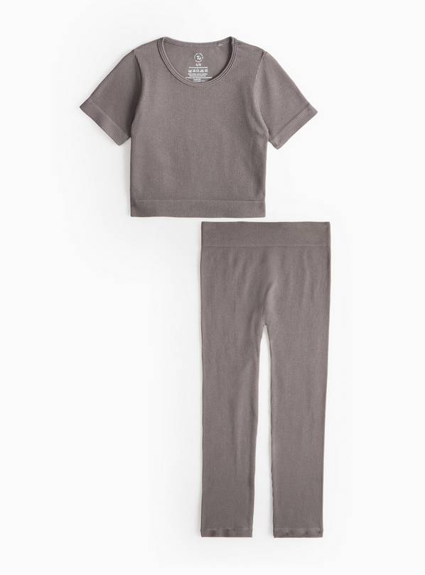 Charcoal Grey Seamless Crop Top & Leggings Set 7-8 years