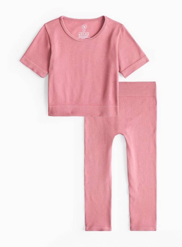 Pink Seamless Crop Top & Leggings Set 5-6 years