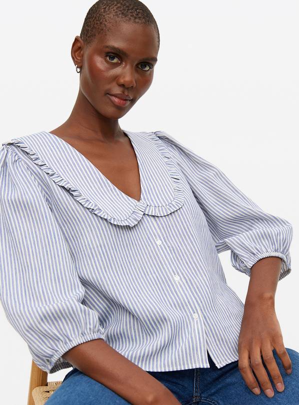 Blue Stripe Collared Blouse 18