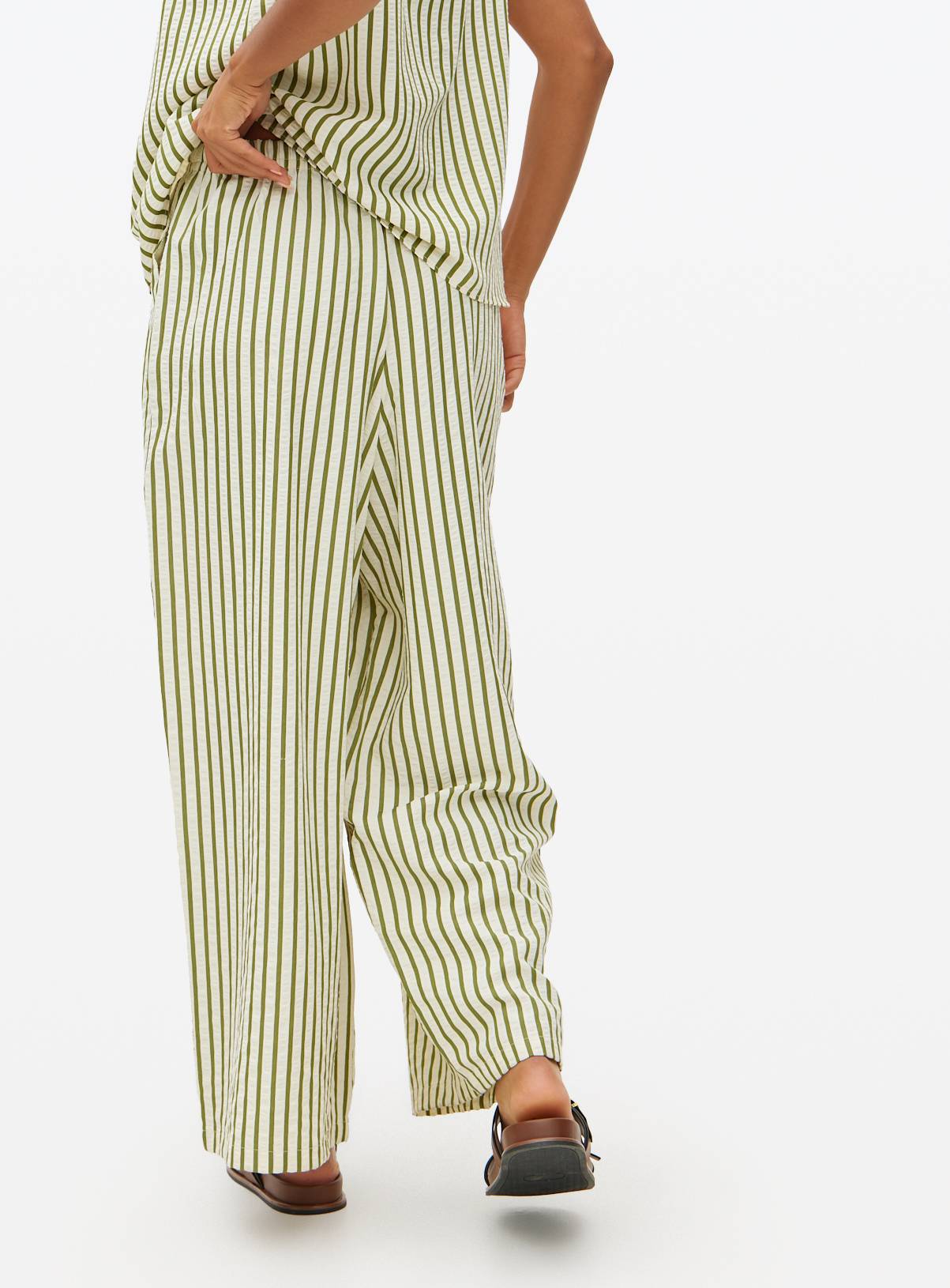 Green Stripe Ultra Wide Leg Co-ord Trousers  20 - Image 5