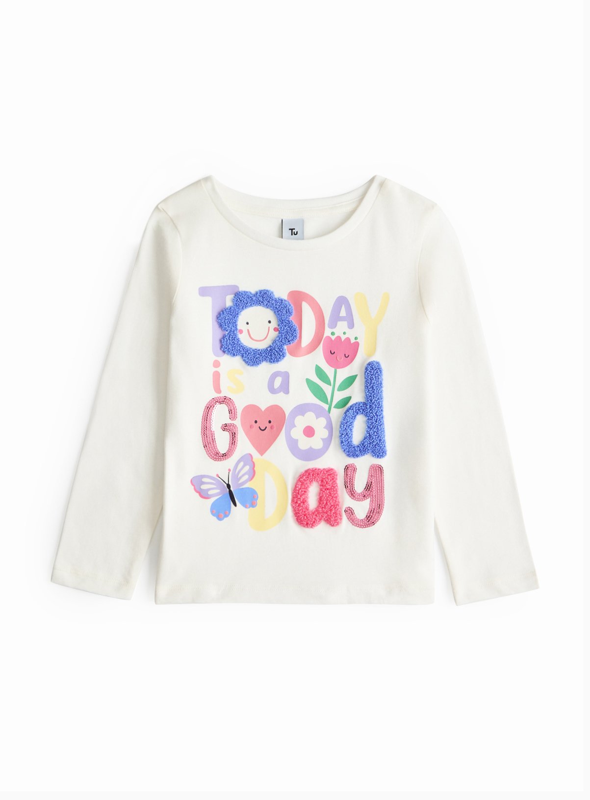 Good Day Slogan Embroidered T-Shirt 6-7 years