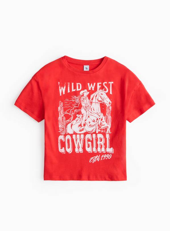 Red Cowgirl Print T-Shirt 13 years