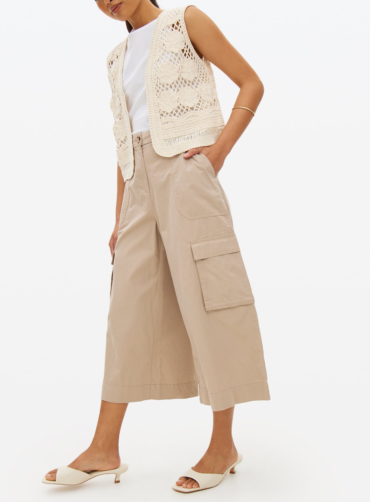 Stone Poplin Cargo Culottes 22 - Image 1 thumbnail