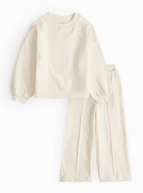 Cream Sweatshirt & Wide Leg Joggers Set 6 years