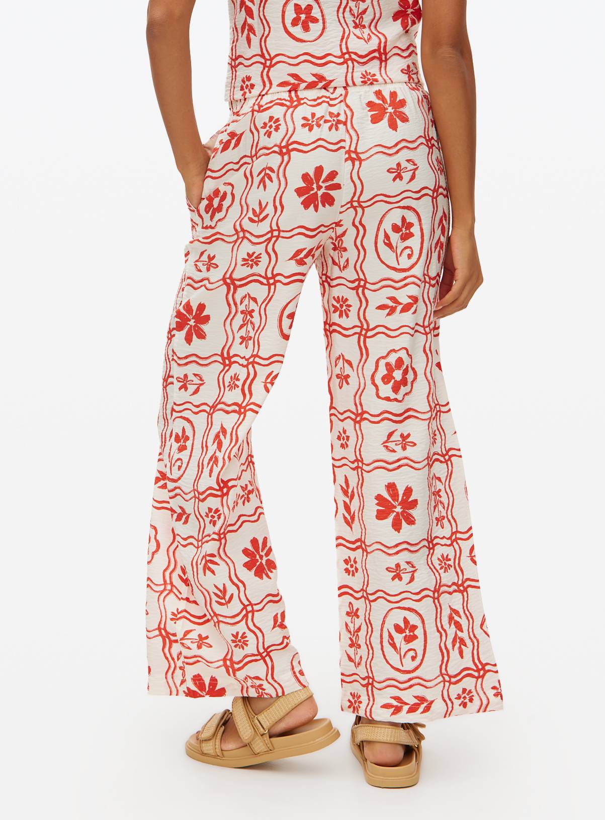 Red Tile Print Wide Leg Co-ord Trousers  10 - Image 4