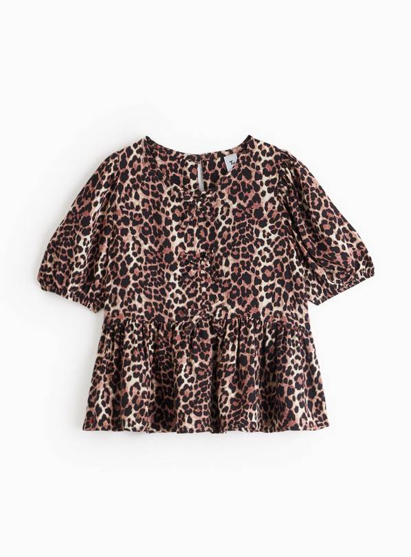 Brown Leopard Print Bow Detail Blouse 10 years