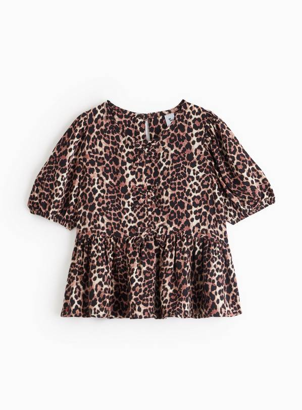 Brown Leopard Print Bow Detail Blouse 5 years