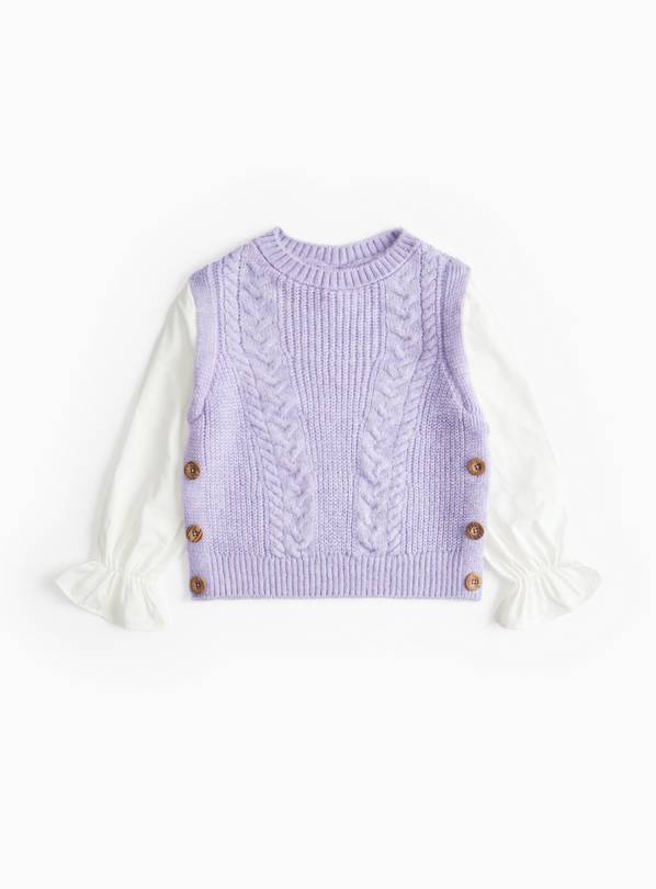 Lilac Knit Tabard Jumper With Shirt Sleeves 8 years