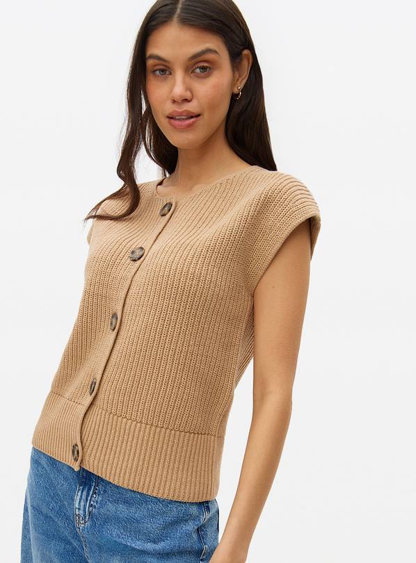 Camel Button Through Knitted Vest  24