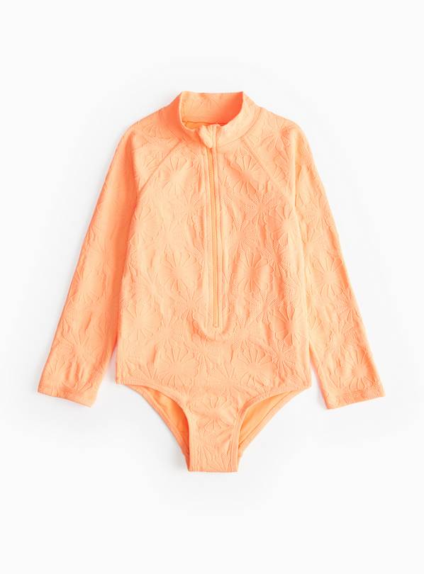 Flower Coral Long Sleeve Swimsuit 4 years