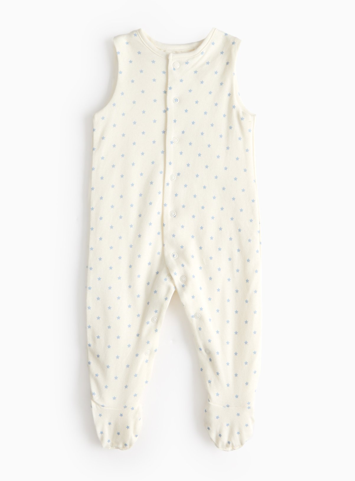 Blue Cream & Blue Star Print 1.5 Tog Sleeveless Sleepsuit (3-6 Months) - Tu by Sainsbury's