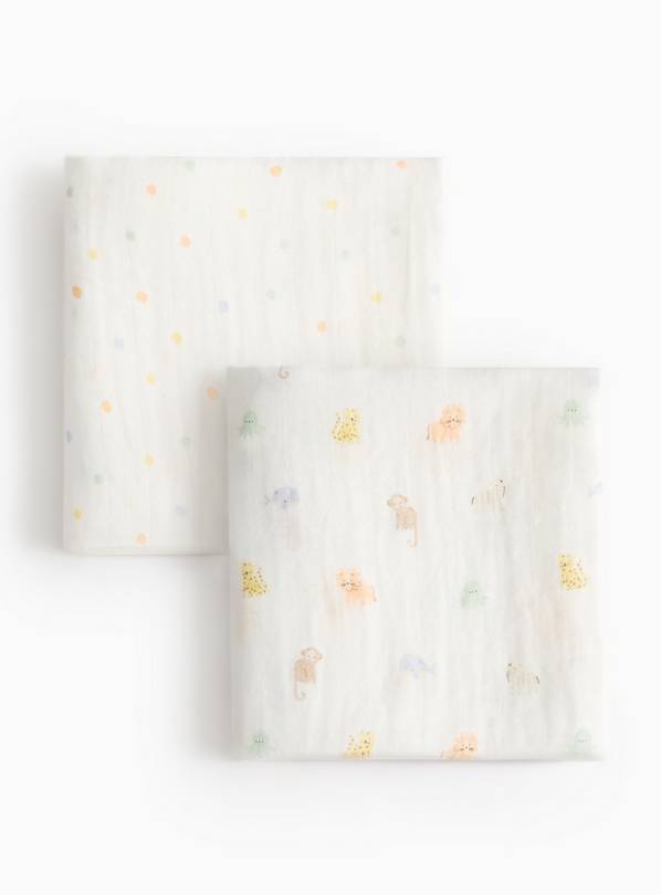 Animal & Spot Print Muslin Cloth 3 Pack One Size