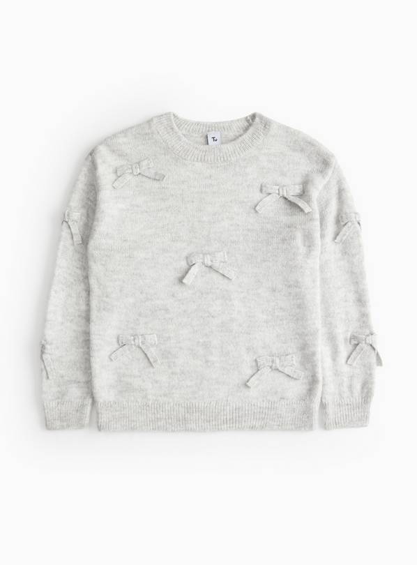 Grey Bow Knitted Jumper 11 years